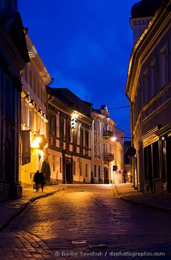 Vilnius street at night