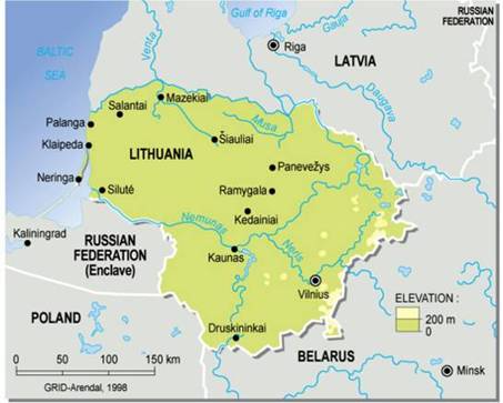 Lithuania, topographic map (map/graphic/illustration)