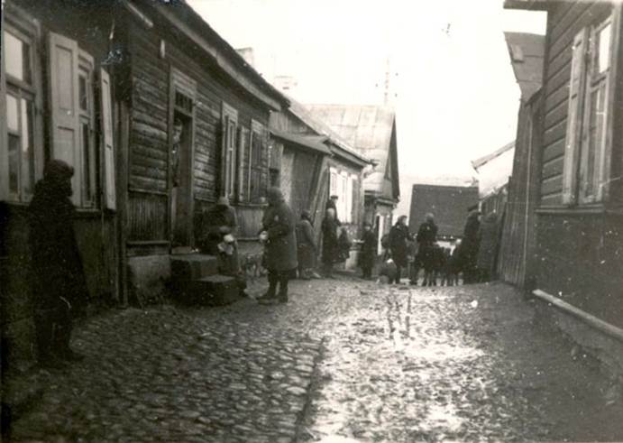 November 1943, Jews in a street in the Kovno Ghetto, Lithuania