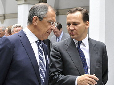 Russian Foreign Minister Sergey Lavrov and his Polish counterpart Radosław Sikorski (RIA Novosti / Eduard Pesov)