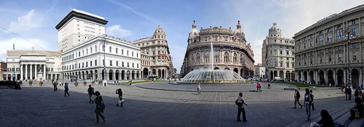 Description: Panorama of the Piazza De Ferrari, Genoa