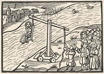 The ducking stool was a common method of interrogation and punishment during witch trials