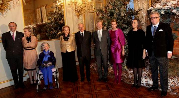 Prince Lorenz of Belgium Prince Lorenz of Belgium, Princess Astrid of Belgium, Queen Fabiola of Belgium, Queen Paola of Belgium, King Albert of Belgium, Prince Philippe of Belgium, Princess Mathilde of Belgium, Princess Claire of Belgium and Prince Laurent of Belgium pose in front of a Christmas tree at the Royal Palace on December 16, 2009 in Brussels, Belgium.